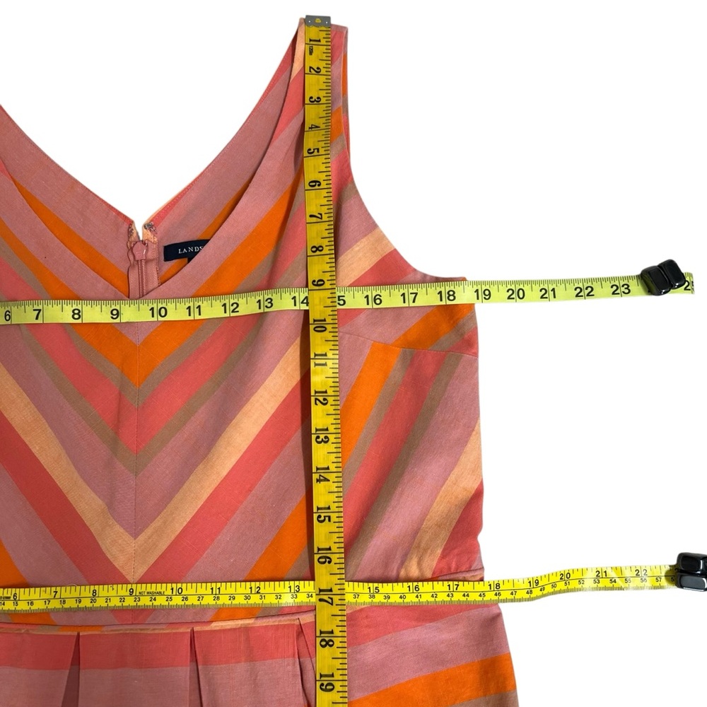 Lands End Striped Fit & Flare Sleeveless Dress Pink & Orange Sundress Size 12 - Picture 5 of 15